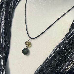 Green Beaded Charm Necklace